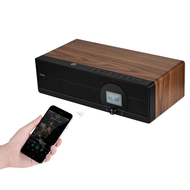 bs13 cobalt wooden tabletop wireless speaker remote