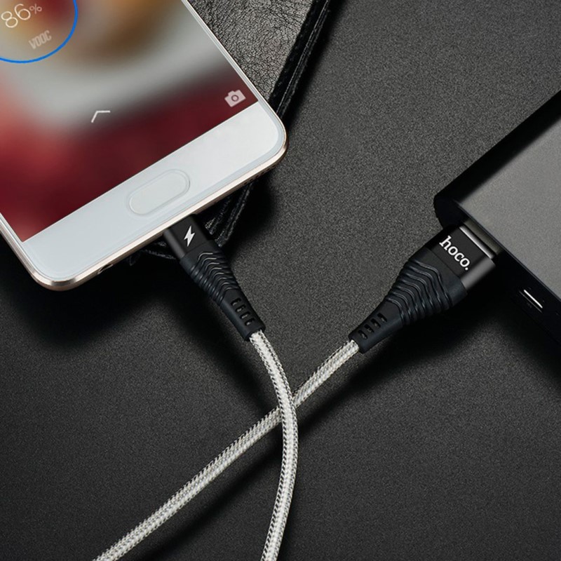 u unswerving steel braided micro usb charging cable interior