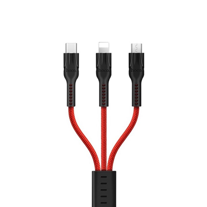u31 charging cable three in one lightning micro usb type c front