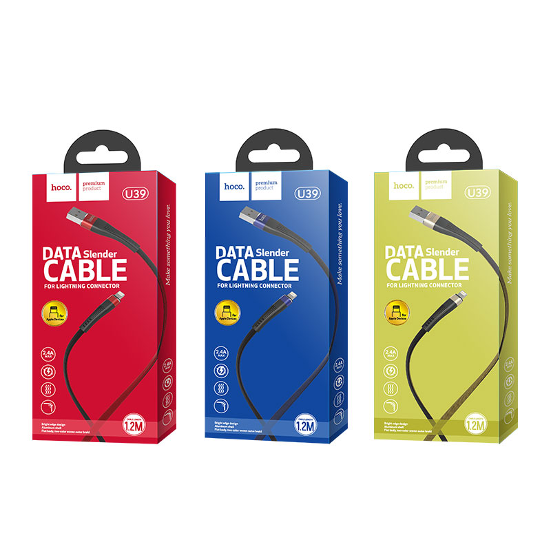 u39 slender lightning charging data cable packaging