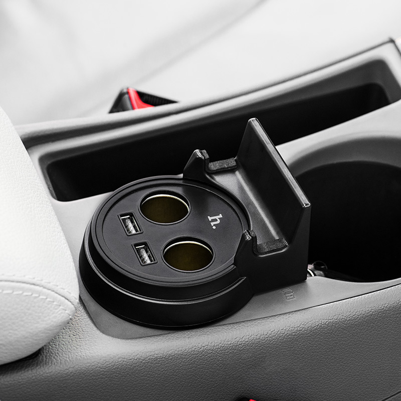 Car charger «UC207» cup shape dual USB dual cigarette lighter