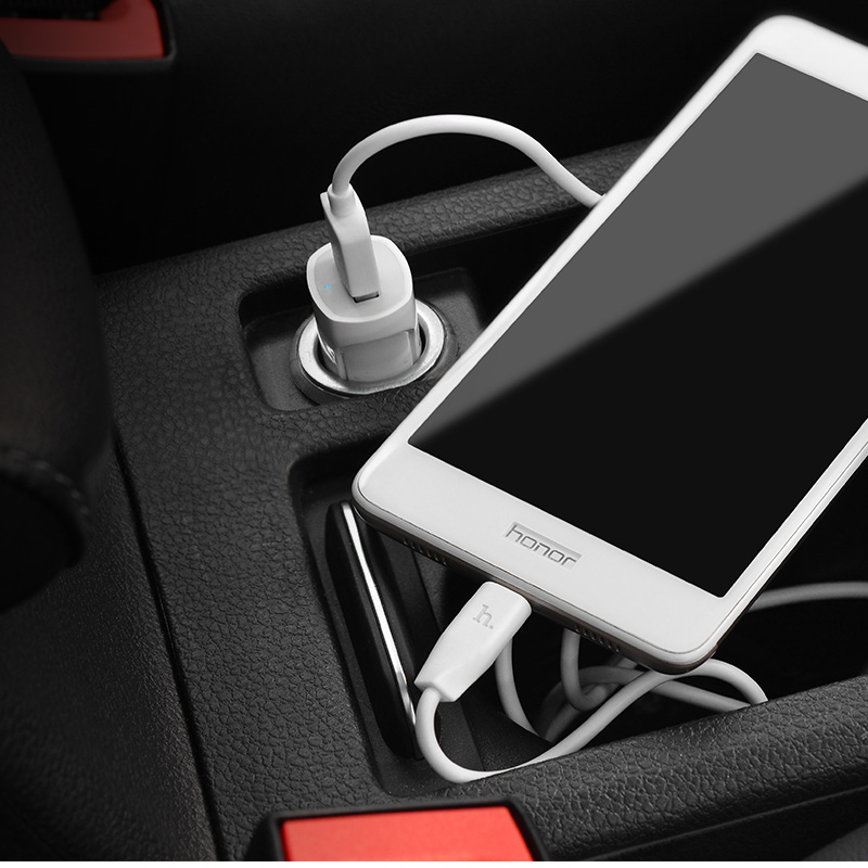 Chargeur Voiture HOCO Z27 2 USB iPhone Blanc - SYNOTEC