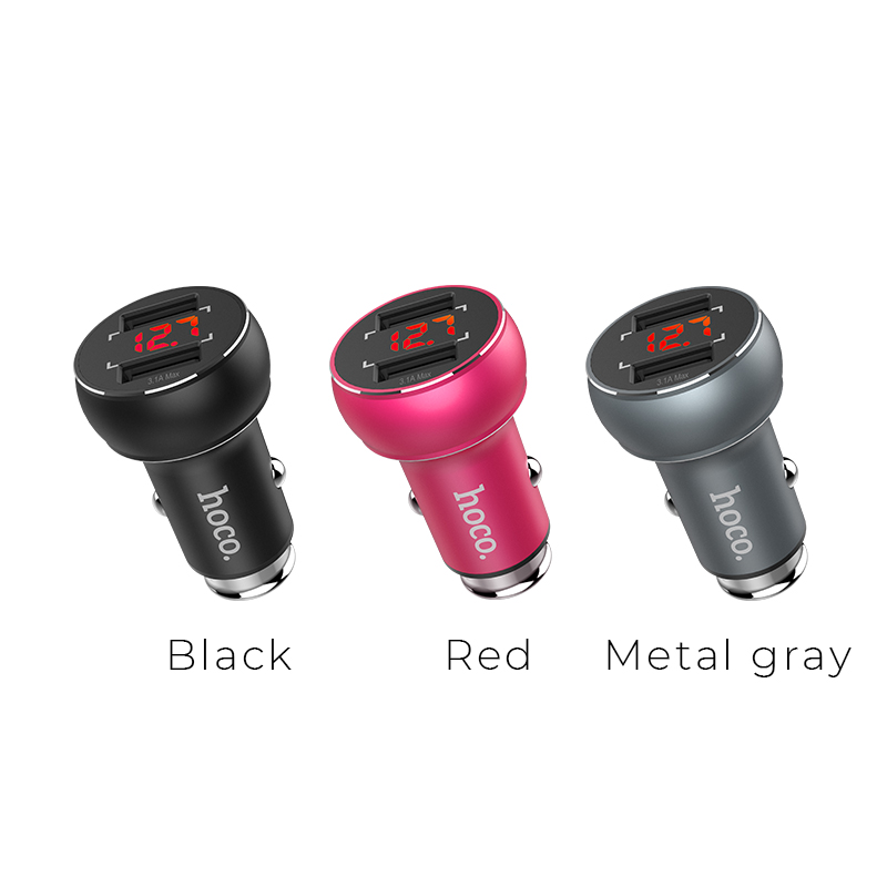z22 double usb port car charger with digital display colors