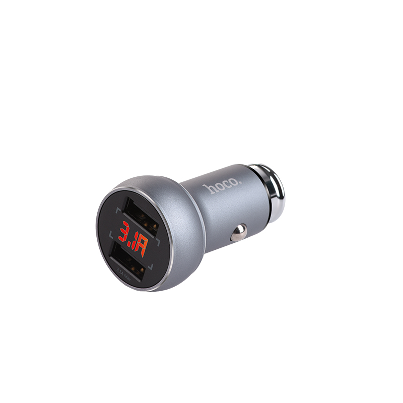 z22 double usb port car charger with digital display left