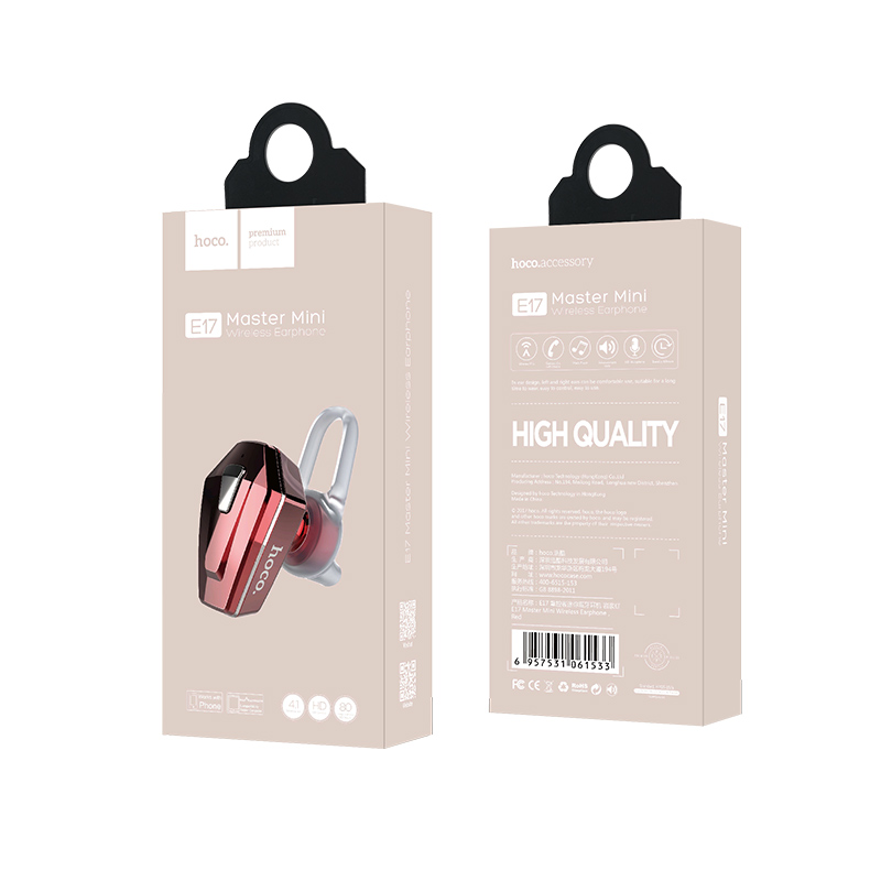 e17 master mini wireless earphone package red