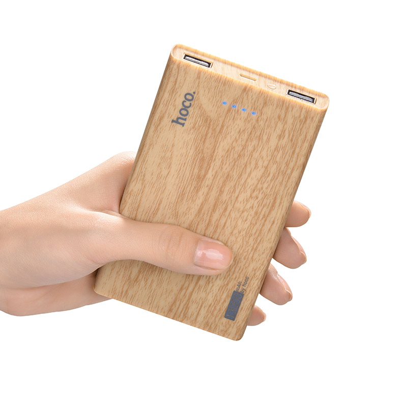 b12b 13000 wood grain power bank in hand