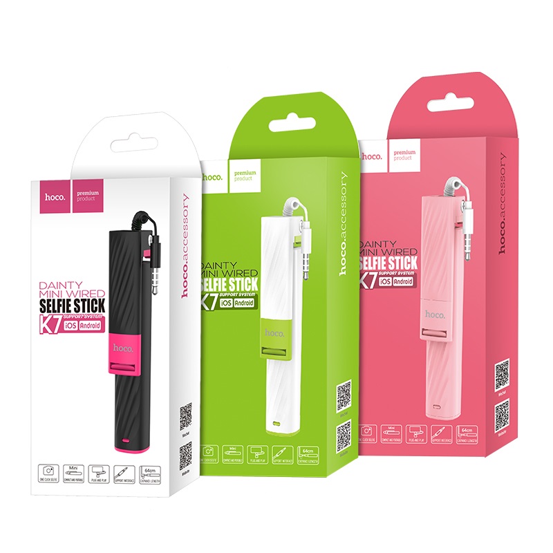 k7 dainty mini wired selfie stick packages