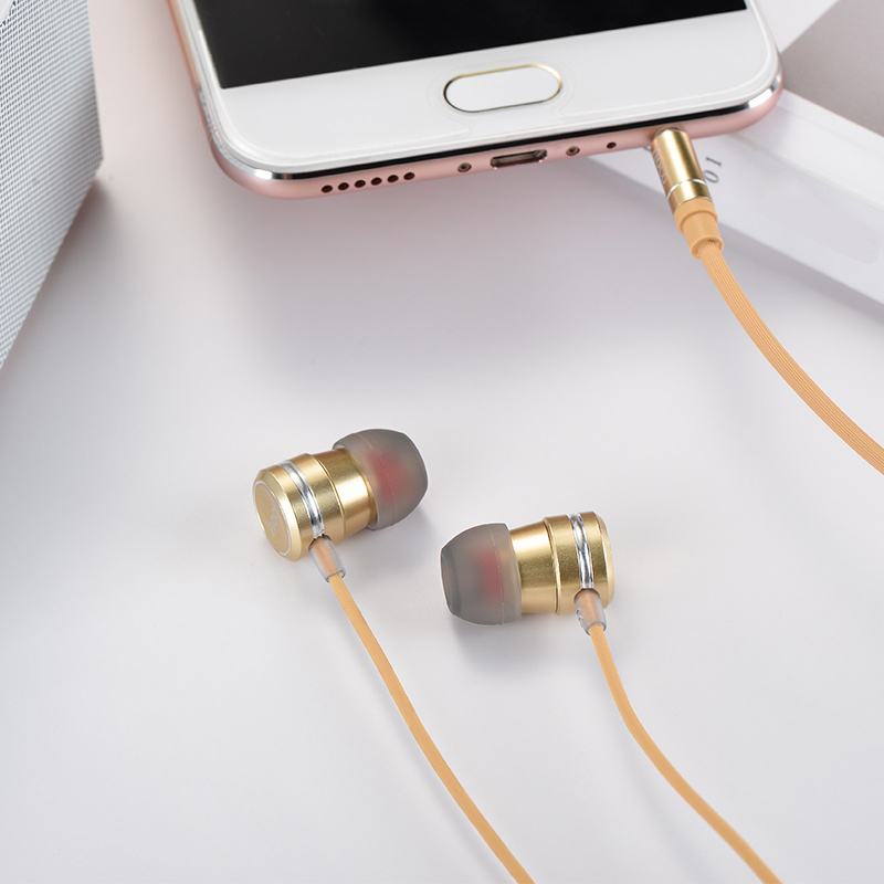 m16 ling sound metal universal earphones with mic gold interior