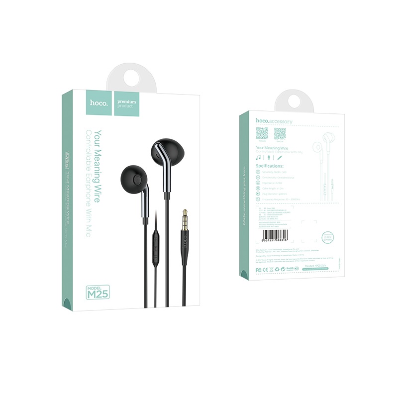 m25 your meaning wired earphones with mic package front back