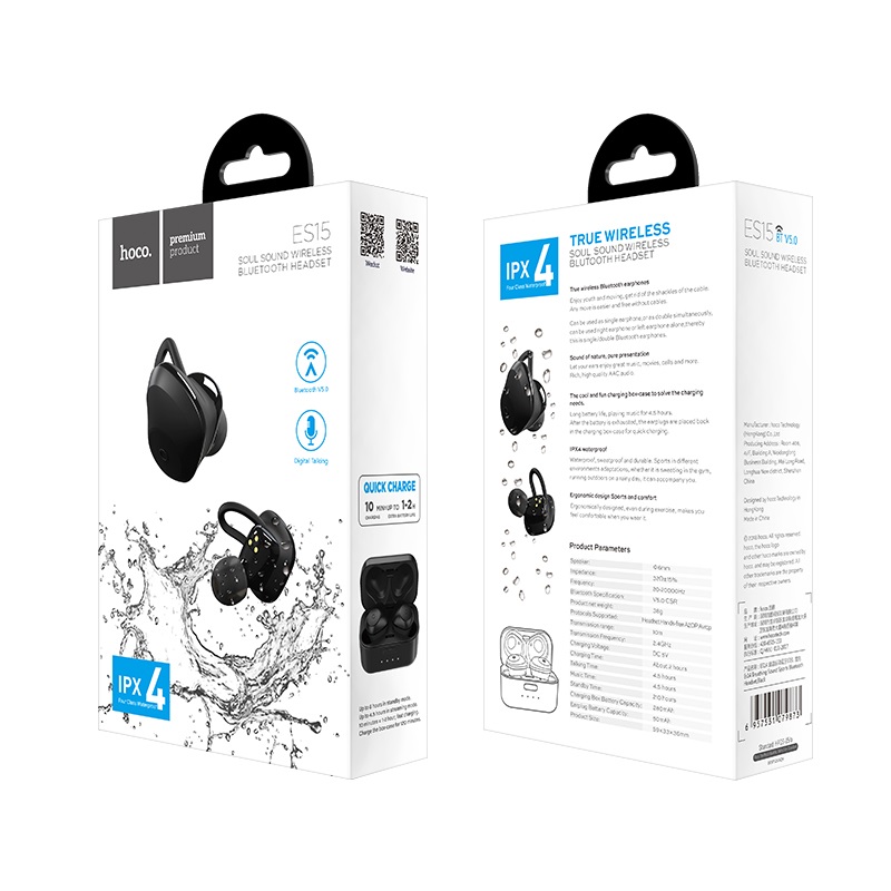 es15 soul sound wireless bluetooth headset package