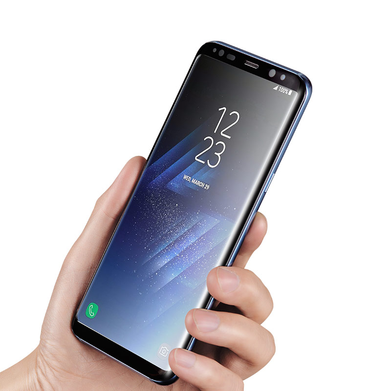 full high transparent tempered glass galaxy s9 plus in hand
