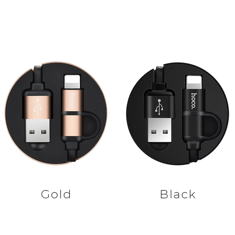 u23 2in1 resilient micro usb lightning charging cable colors