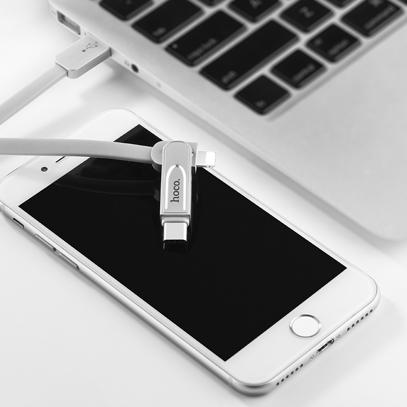 u24 refined 3in1 lightning micro usb type c charging cable interior