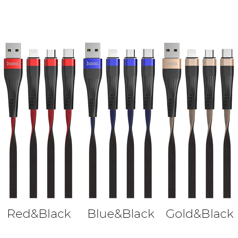 u39 slender 3in1 lightning micro usb type c charging cable colors