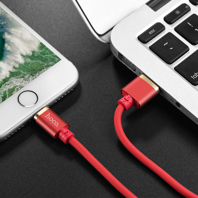 u45 gold collar silicone lightning charging data cable interior red