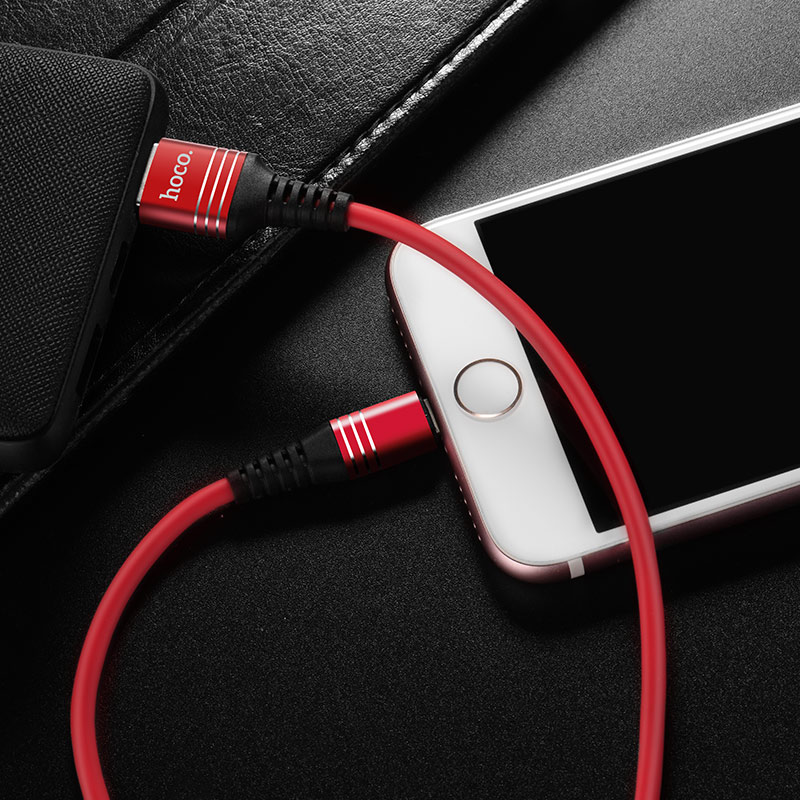 u46 tricyclic silicone lightning charging data cable interior red