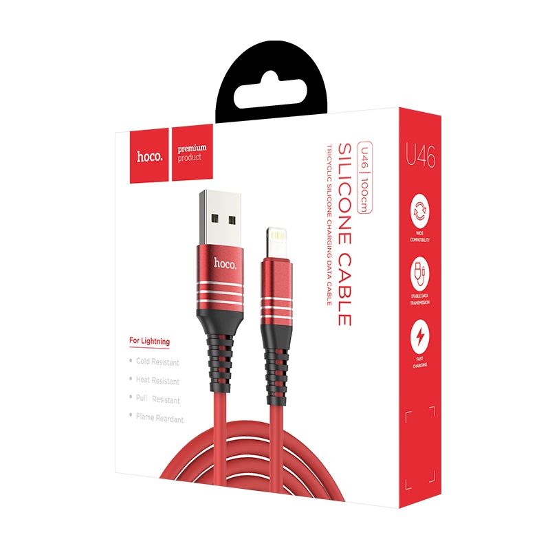 u46 tricyclic silicone lightning charging data cable package