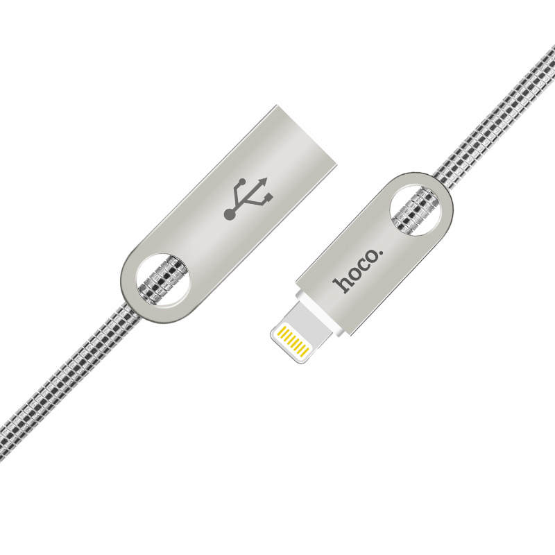 u8 zinc alloy metal lightning charging cable towards
