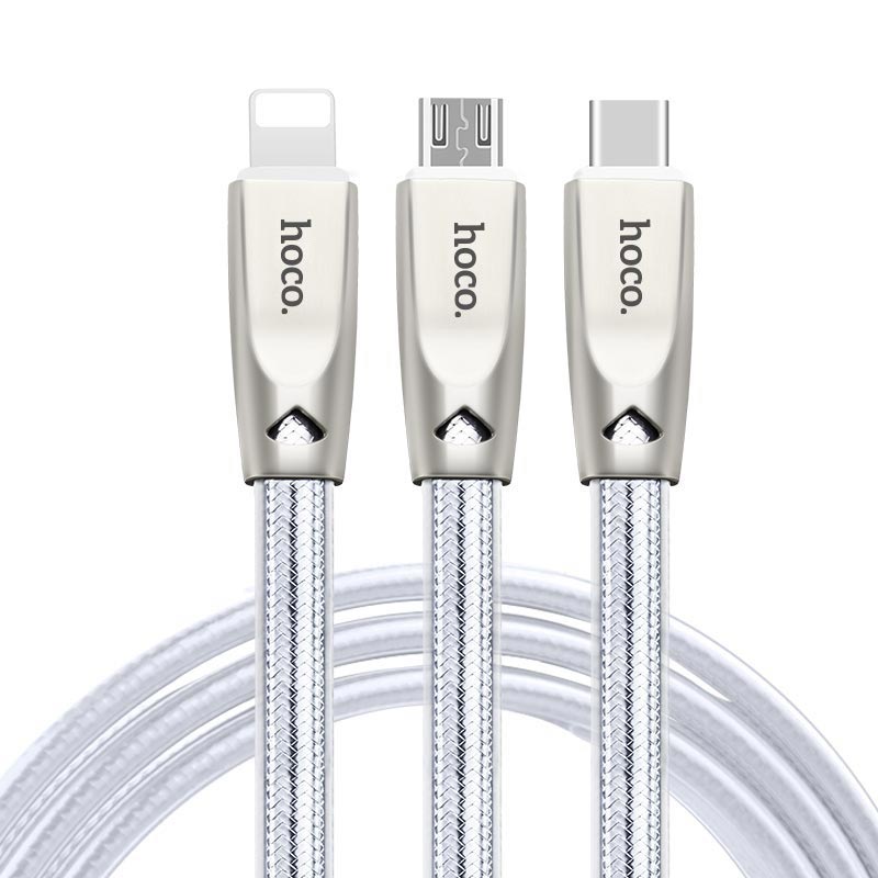 u9 3in1 zinc alloy jelly knitted charging cable rounded