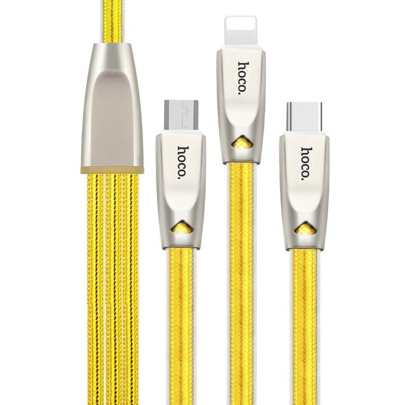 u9 3in1 zinc alloy jelly knitted charging cable three
