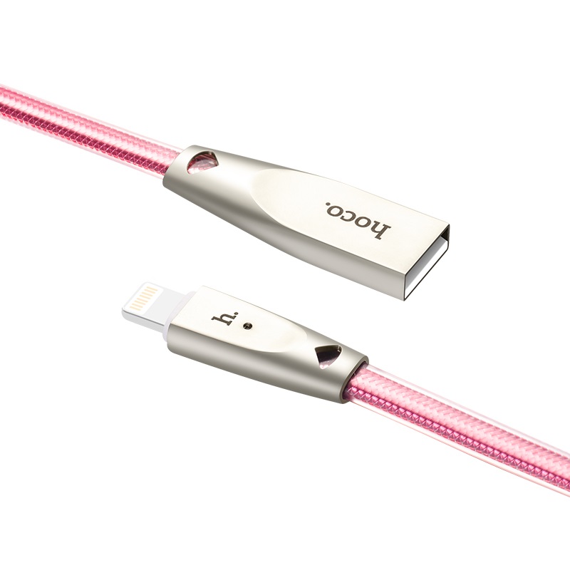 u9 zinc alloy jelly knitted lightning charging cable towards