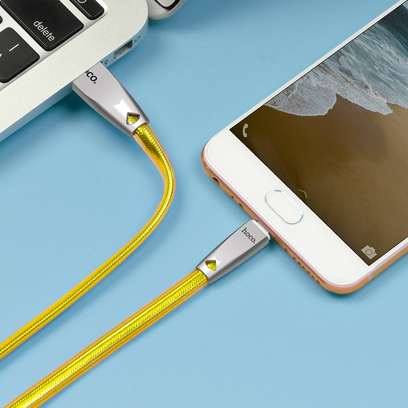 u9 zinc alloy jelly knitted micro usb charging cable interior gold