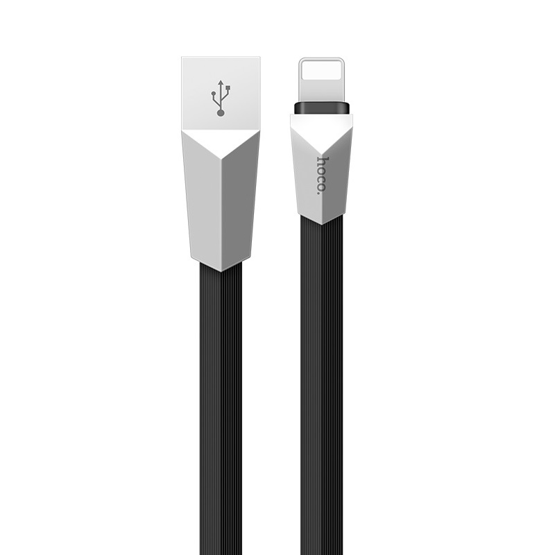 x4 lightning zinc alloy rhombus charging cable black wire