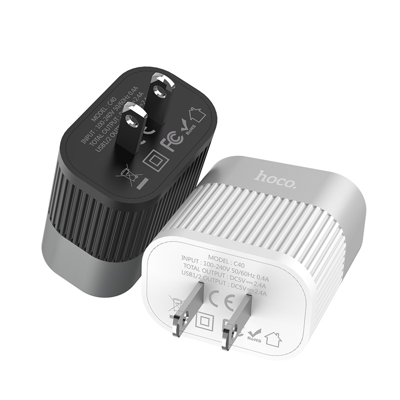 hoco c40 speedmaster dual usb port charger us overview