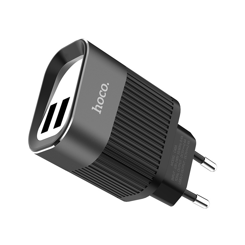 hoco c40a speedmaster dual usb port charger eu adapter