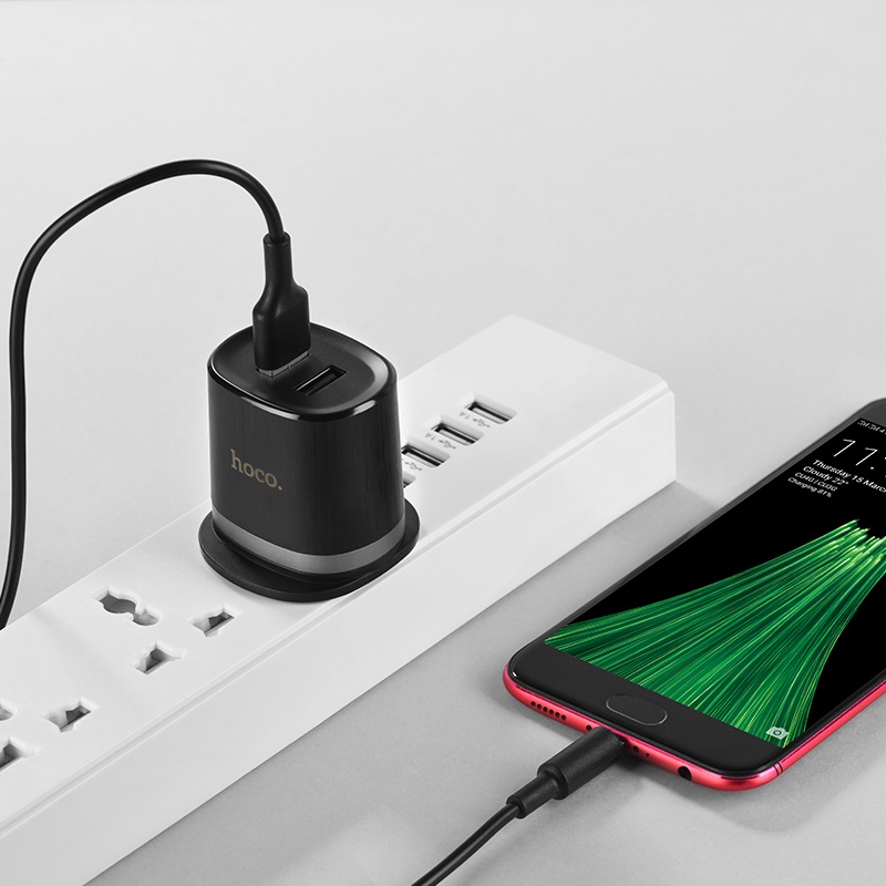 hoco c46 luster power dual port charger set with micro usb cable charging
