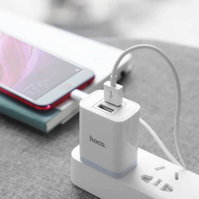 hoco c50 luster sharp dual port charger set micro usb 3c adapter