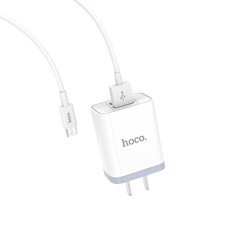 hoco c50 luster sharp dual port charger set micro usb 3c cable