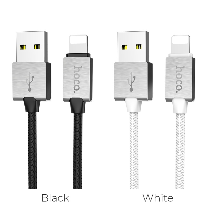 hoco u49 refined steel charging data cable for lightning colors
