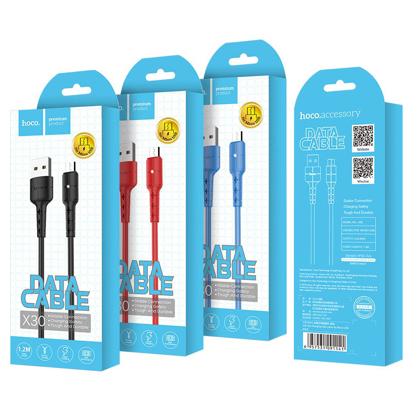 hoco x30 star charging data cable for micro usb package