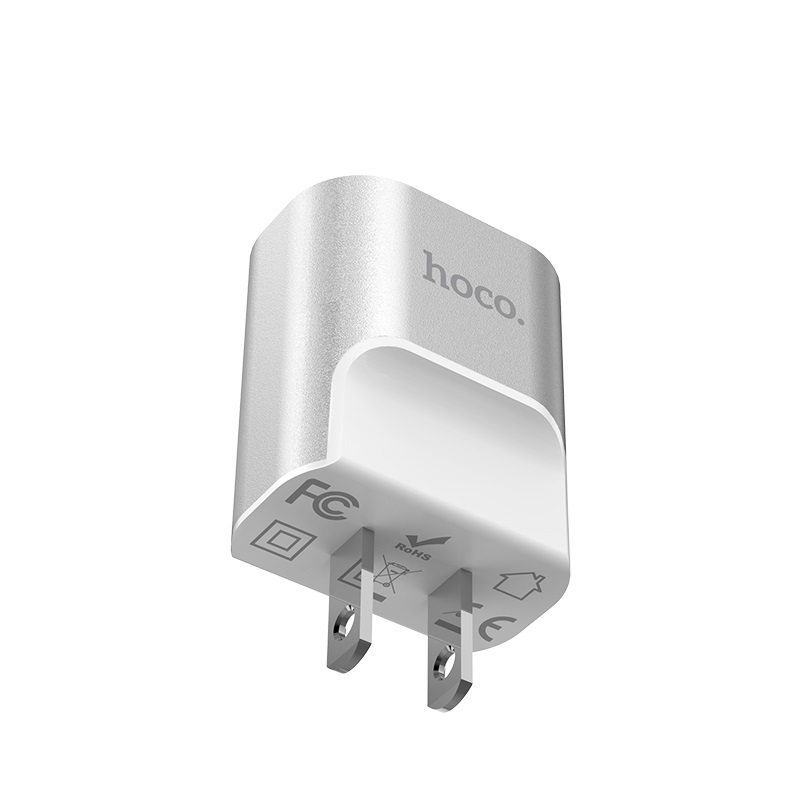 hoco c47 metal dual port charger us plug logo