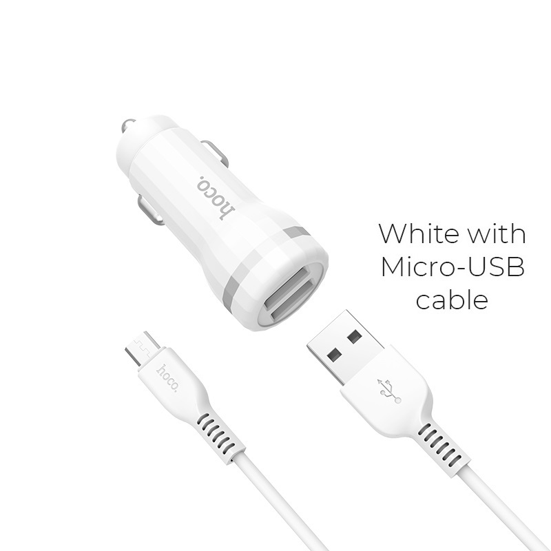 hoco z27 staunch dual port in car charger set micro usb shell
