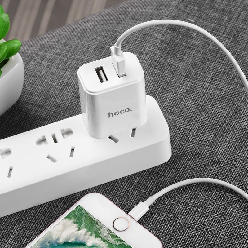 hoco c62 victoria dual port charger 3c set lightning overview