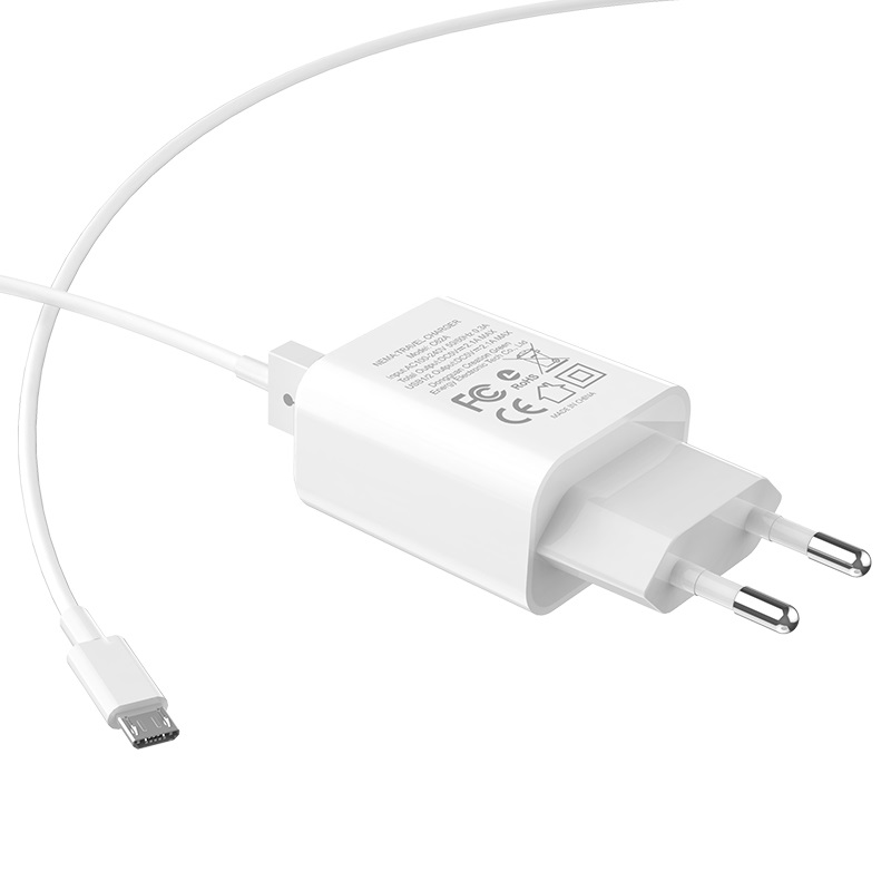 hoco c62a victoria dual port charger eu set with micro usb wire