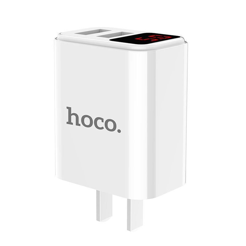 hoco c63 victoria dual port wall charger with digital display 3c overview