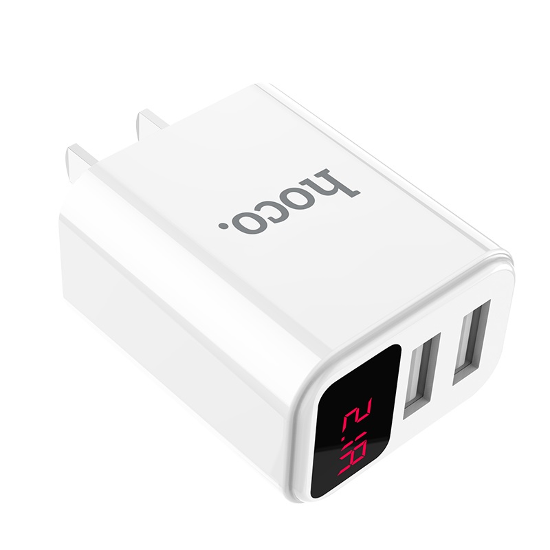hoco c63 victoria dual port wall charger with digital display 3c ports