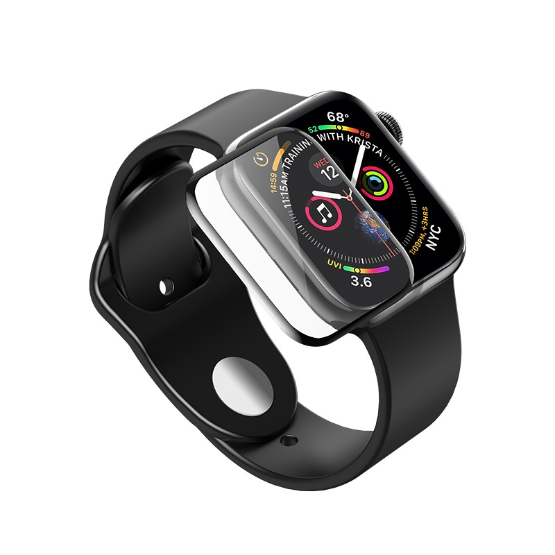 hoco curved hd silk screen tempered glass for apple watch series 4 transparent