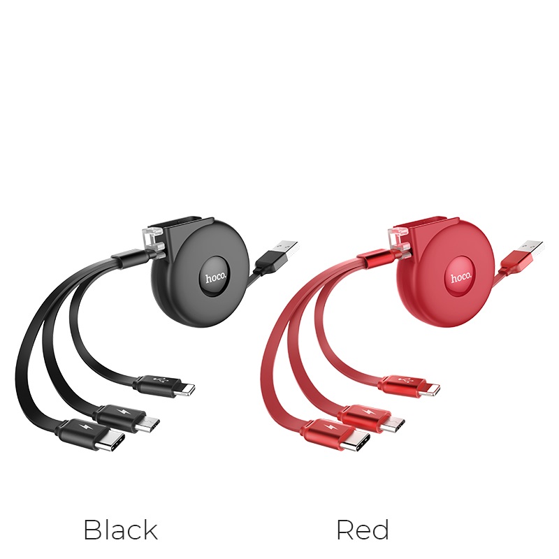 hoco u50 3 in 1 retractable charging cable colors