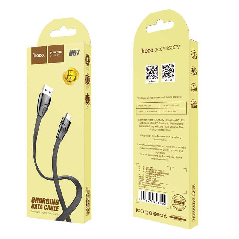 hoco u57 micro usb twisting charging data cable package
