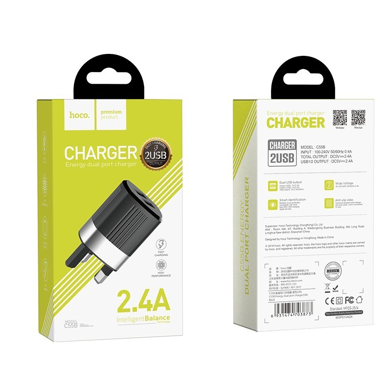 hoco c55b energy dual port charger uk black box