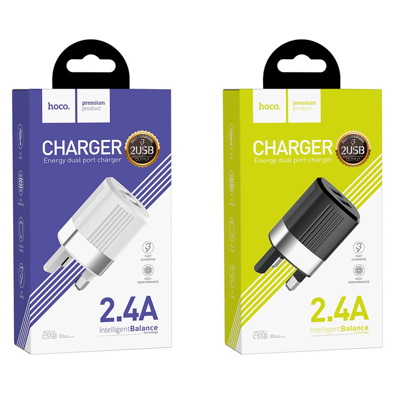 hoco c55b energy dual port charger uk package