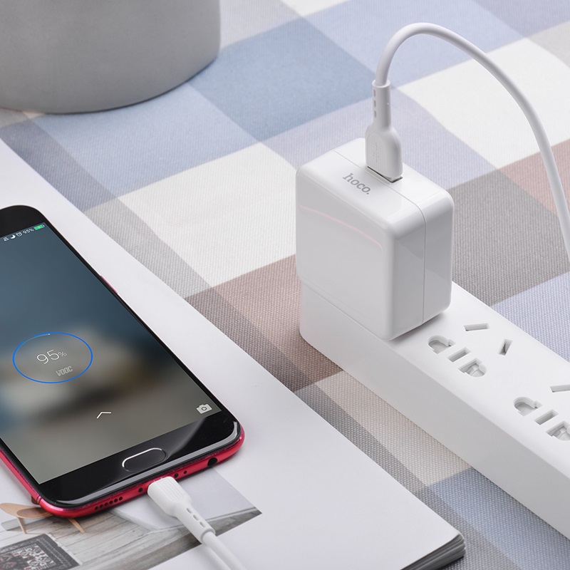 hoco c66 surpass flash fast wall charger us set with micro usb cable charging