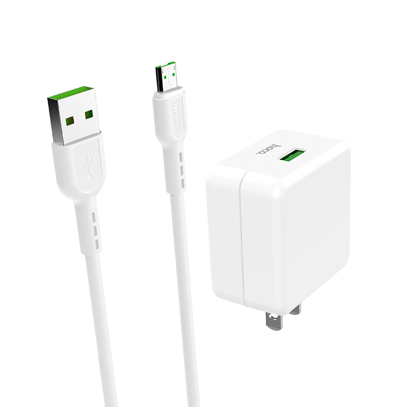 hoco c66 surpass flash fast wall charger us set with micro usb cable connectors