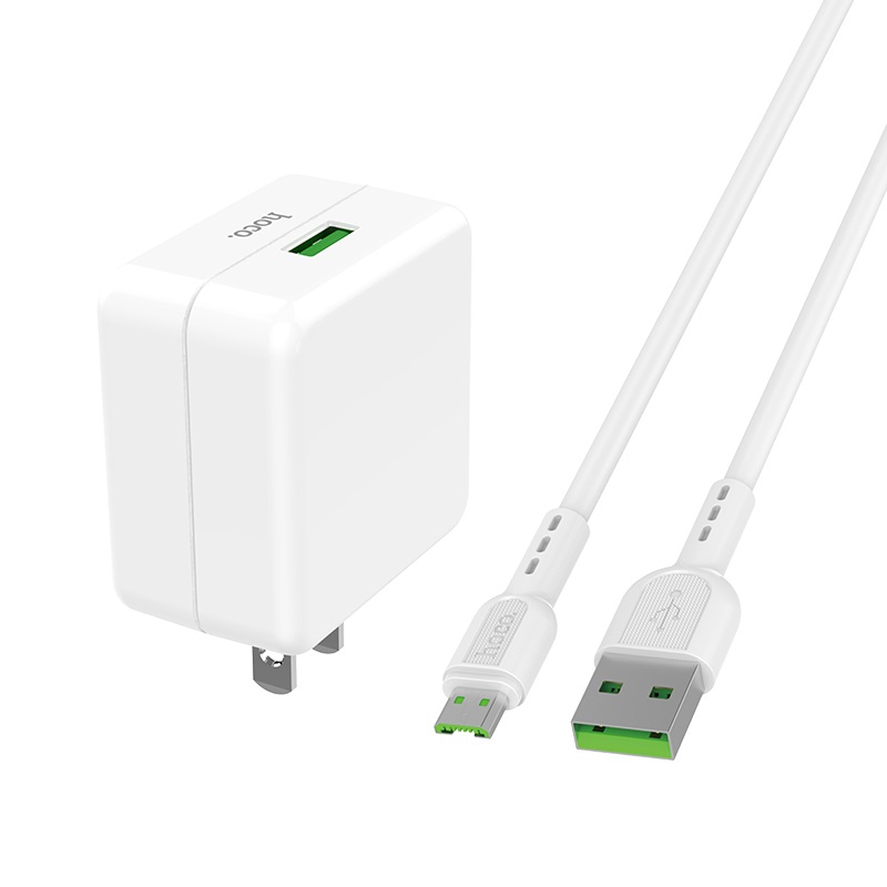 hoco c66 surpass flash fast wall charger us set with micro usb cable kit