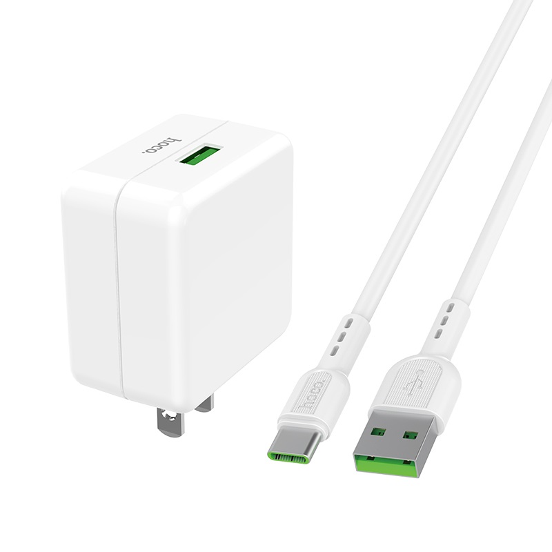 hoco c66 surpass flash fast wall charger us set with type c cable connectors