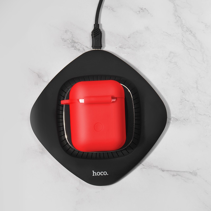 hoco cw22 wireless charging case for apple airpods interior red